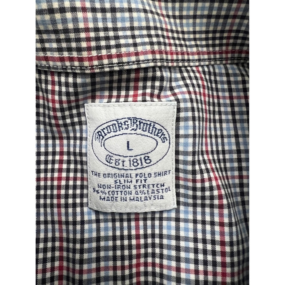 Brooks Brothers Button Down Shirt Mens Large Multi Color Check Slim Fit Non-Iron - Picture 3 of 6